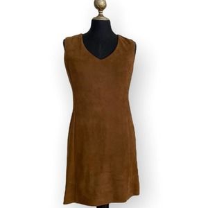 Drew Dress Mini Sleeveless V-Neck Faux Suede Brown Size 2